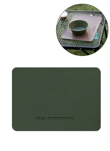 CLS 27.5x19cm Outdoor Camping Table PU Leather Mat Anti-dirt Picnic Tablecloth - Army Green