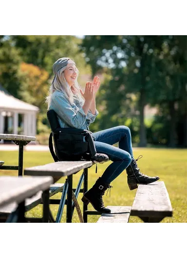 Heated Stadium Seat Foldable Bleacher Chair 6 Reclining Positions Back &amp; Arm Support Thick Cushion for Outdoors Picnic Camping Sports