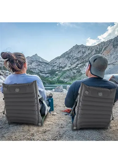 Adjustable Outdoor Inflatable Folding Seat Cushion 40D Nylon Camping Picnic Beach Chair GM-z01 (L102cm x W40)cm - Green