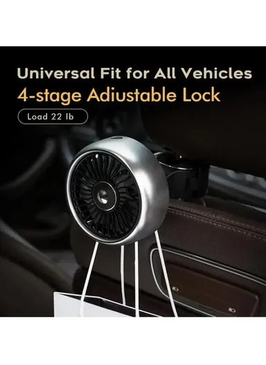 Car Backseat Electric Fan for Rear Seat Passenger with 3 Speed Modes + RGB Light for Vehicles SUV Truck - Black+Silver