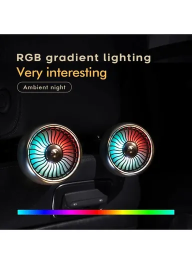 Car Backseat Electric Fan for Rear Seat Passenger with 3 Speed Modes + RGB Light for Vehicles SUV Truck - Black+Silver