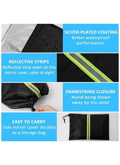 1 Pair 600D Oxford Cloth Car Rearview Mirror Cover Thickened Rainproof Snow-Proof Cover