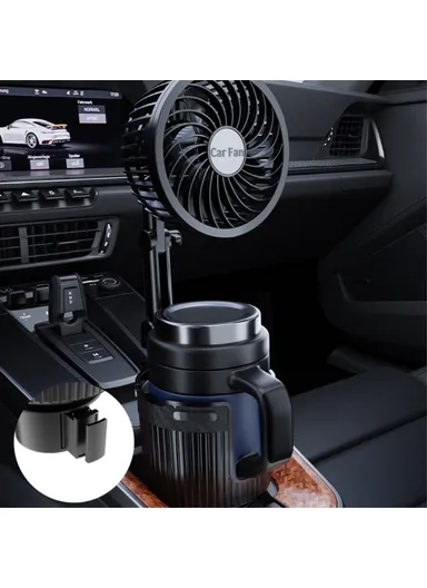 4-inch Car Cup Holder Mount Fan SUV Truck Van Cooling Fan with Drink Insulation Cup Holder Function CARFU - 12V Cigarette Lighter Plug