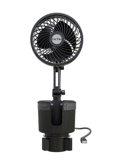4-inch Car Cup Holder Mount Fan SUV Truck Van Cooling Fan with Drink Insulation Cup Holder Function CARFU - 12V Cigarette Lighter Plug