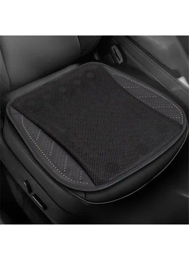 8-Fans Built-In USB Car Seat Summer Cooler Breathable Ice Silk Seat Cushion - Black