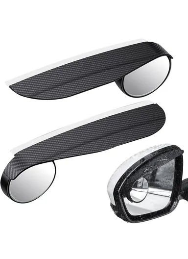 2-Pcs 360 Degree Car Blind Spot Mirror, Adjustable Rear View Mirror with Rain Shield (L17 x W5.5)cm
