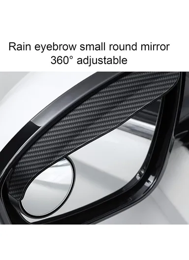 2-Pcs 360 Degree Car Blind Spot Mirror, Adjustable Rear View Mirror with Rain Shield (L17 x W5.5)cm