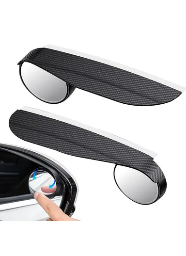2-Pcs 360 Degree Car Blind Spot Mirror, Adjustable Rear View Mirror with Rain Shield (L17 x W5.5)cm