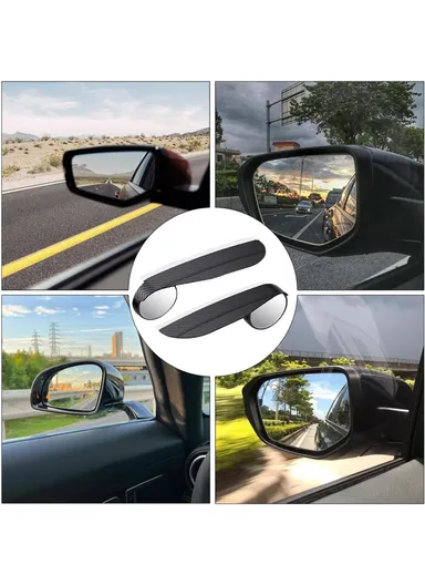 2-Pcs 360 Degree Car Blind Spot Mirror, Adjustable Rear View Mirror with Rain Shield (L17 x W5.5)cm