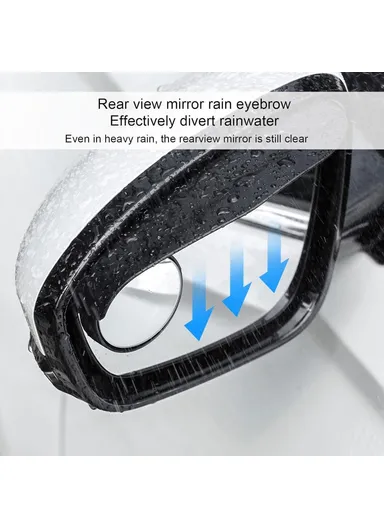 2-Pcs 360 Degree Car Blind Spot Mirror, Adjustable Rear View Mirror with Rain Shield (L17 x W5.5)cm