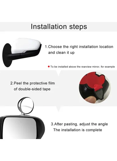 6.5cm 360 Degree Car Blind Spot Mirror, Safety Driving Wide Angle Adjustable Clear Rearview Mirror 044 - Black