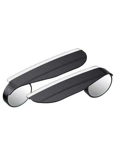 2-Pcs Carbon Fiber Texture Car Side Mirror Rain Guard Rearview Blind Spot Mirror 9762