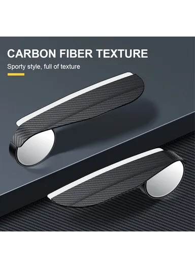 2-Pcs Carbon Fiber Texture Car Side Mirror Rain Guard Rearview Blind Spot Mirror 9762