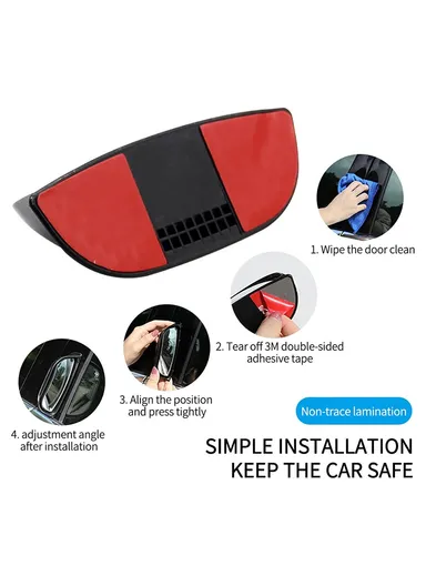 Car Side Wide Angle Blind Spot Mirror, Exterior Rearview Mirror for Rear Seat Passengers (L12.6 x W4.7)cm