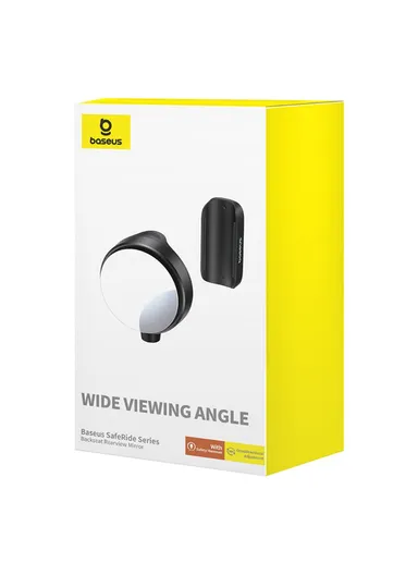 1-Pc SafeRide Series Backseat Rearview Mirror with Safety Hammer Wide Viewing Angle Rear View Mirror - Black