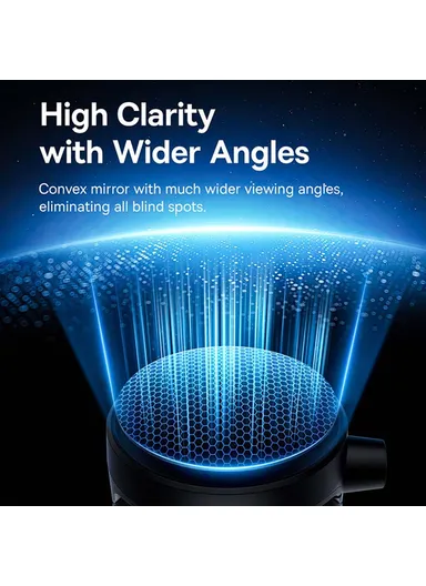 1-Pc SafeRide Series Backseat Rearview Mirror with Safety Hammer Wide Viewing Angle Rear View Mirror - Black