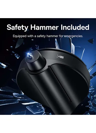 1-Pc SafeRide Series Backseat Rearview Mirror with Safety Hammer Wide Viewing Angle Rear View Mirror - Black