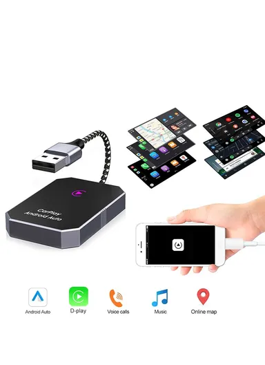 BY960H 2 in 1 Wireless CarPlay Android Auto Adapter Dongle Converts Factory Wired CarPlay to Wireless