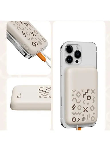 10000mAh Magnetic Power Bank with Cable, Portable Phone Charger P28 - Dark Grey