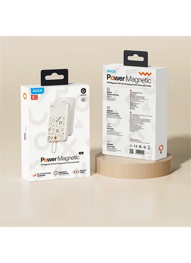 10000mAh Magnetic Power Bank with Cable, Portable Phone Charger P28 - Dark Grey