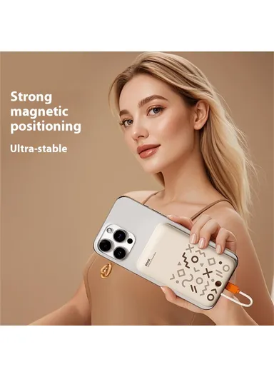 10000mAh Magnetic Power Bank with Cable, Portable Phone Charger P28 - Dark Grey