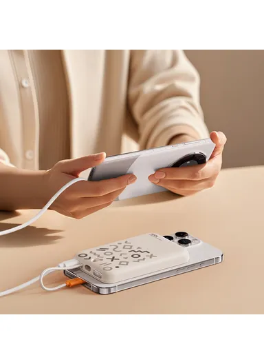 10000mAh Magnetic Power Bank with Cable, Portable Phone Charger P28 - Dark Grey