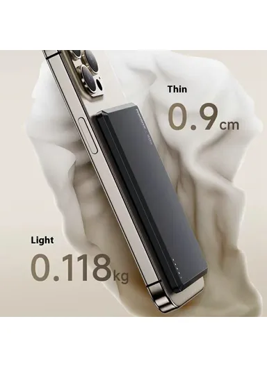 5000mAh 20W Magnetic Wireless Power Bank, Portable Charger with Digital Display RPP-107 - Black