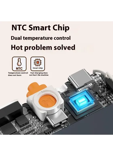 10000mAh Magnetic Power Bank, Portable Fast Charging Phone Charger with Built-in Cable RWC-8897L - Dark Grey