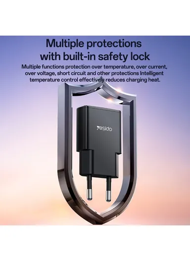 30W Ultra-Thin Fast Charger Type-C Port Power Adapter, EU Plug YC74