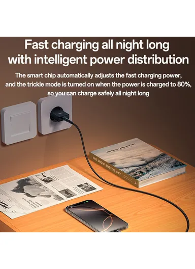 30W Ultra-Thin Fast Charger Type-C Port Power Adapter, EU Plug YC74