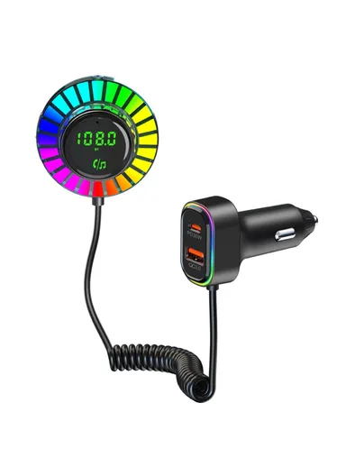 1.5m Spring Wire Bluetooth-compatible Receiver, MP3 Player Cigarette Lighter Car Charger with Light BC96 