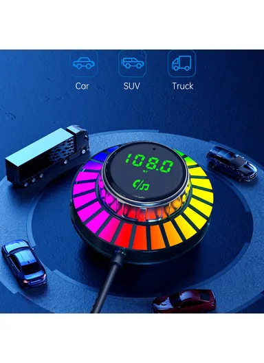 1.5m Spring Wire Bluetooth-compatible Receiver, MP3 Player Cigarette Lighter Car Charger with Light BC96 