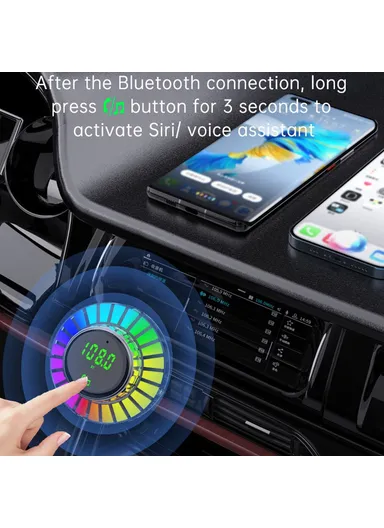 1.5m Spring Wire Bluetooth-compatible Receiver, MP3 Player Cigarette Lighter Car Charger with Light BC96 