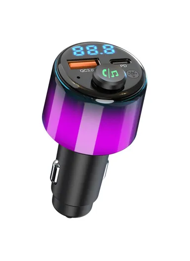 PD 30W + QC 18W Fast Charging Charger with Ambient Light, Car FM MP3 Player Bluetooth-compatible Transmitter BC90 