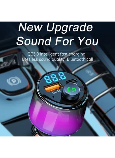 PD 30W + QC 18W Fast Charging Charger with Ambient Light, Car FM MP3 Player Bluetooth-compatible Transmitter BC90 