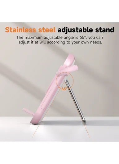 3-in-1 15W Wireless Charging Station with LED Makeup Mirror, Multifunctional Wireless Charging Set V22 - Pink