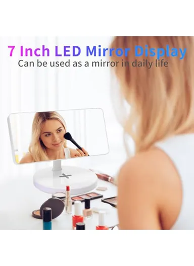 7.4-Inch 15W Mirror Surface Digital LED Clock, Multifunctional Phone Wireless Charger RGB Night Light Digital Alarm Clock TS-3001X-B (L17.5 x W11.7)cm - White