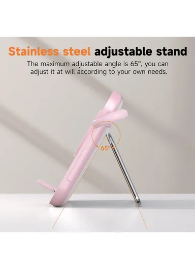 3-in-1 Compatible with MagSafe Wireless Charger with LED Makeup Mirror and Night Light V22 - Pink