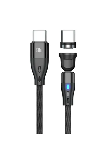 1m 60W 7-Pin Magnetic Charging Cable, 540-Degree Rotation Data &amp; Charging Cable E7 - Black