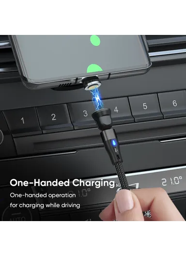 1m 60W 7-Pin Magnetic Charging Cable, 540-Degree Rotation Data &amp; Charging Cable E7 - Black