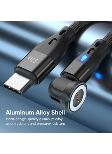 1m 3-in-1 Magnetic Charging Cable, 540 Degree Rotation USB-C Data &amp; Charging Cord E7 - Black
