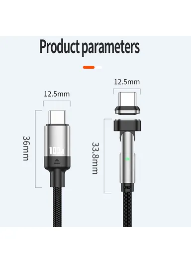 1m 3-in-1 Magnetic Charging Cable Type-C to PD 100W Type-C + 18W Micro + 27W 8 Pin Nylon Braided Cord