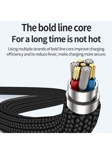 1m 3-in-1 Magnetic Charging Cable Type-C to PD 100W Type-C + 18W Micro + 27W 8 Pin Nylon Braided Cord