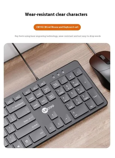 Wired USB Keyboard &amp; Mouse Combo Set, Multifunctional Keyboard &amp; Mouse LECOO CM102