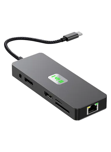 100W Type-C Hub to 3xUSB 3.2+2xHD+2xCard Reader+3.5mm Audio+VGA+PD