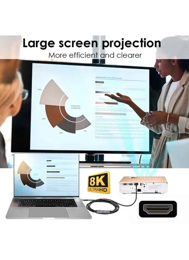 HDMI Male to HDMI 2.1 Female Converter for TV Projector Laptop PC, Supporting 8K UHD Video HDTV Extension Adapter HD-011-A8K03