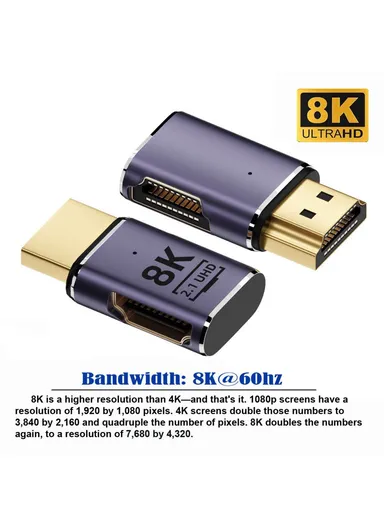 HDMI Male to HDMI 2.1 Female Converter for TV Projector Laptop PC, Supporting 8K UHD Video HDTV Extension Adapter HD-011-A8K03