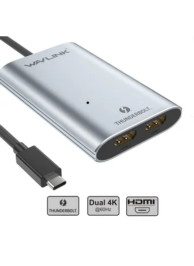 Thunderbolt 3 to Dual HDMI Adapter HD 4K Extended Display Adapter Multi-Screen Extender Converter WL-UTA02H