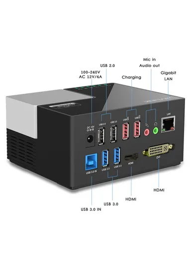 USB 3.0 Hub Fast Charging Gigabit Ethernet, Dual Display Video Dock with DVI / HD WL-UG39DK3 (L12.6 x W10.5 x H6.5)cm - EU Plug