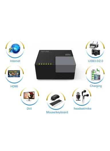 USB 3.0 Hub Fast Charging Gigabit Ethernet, Dual Display Video Dock with DVI / HD WL-UG39DK3 (L12.6 x W10.5 x H6.5)cm - EU Plug